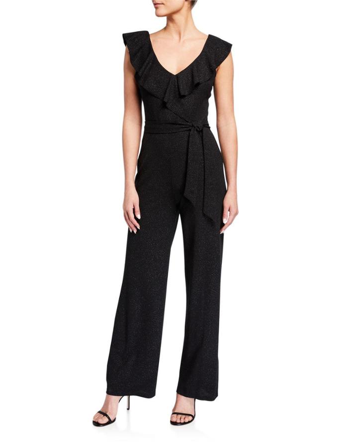 Glitter Ruffle Tie-waist Jumpsuit