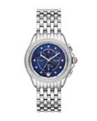 37mm Belmore Bracelet Chronograph Watch W/ Diamonds, Blue