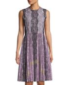 Button-down Lace Dress With Pleated