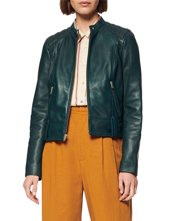 Gallows Lambskin Leather Racer Jacket