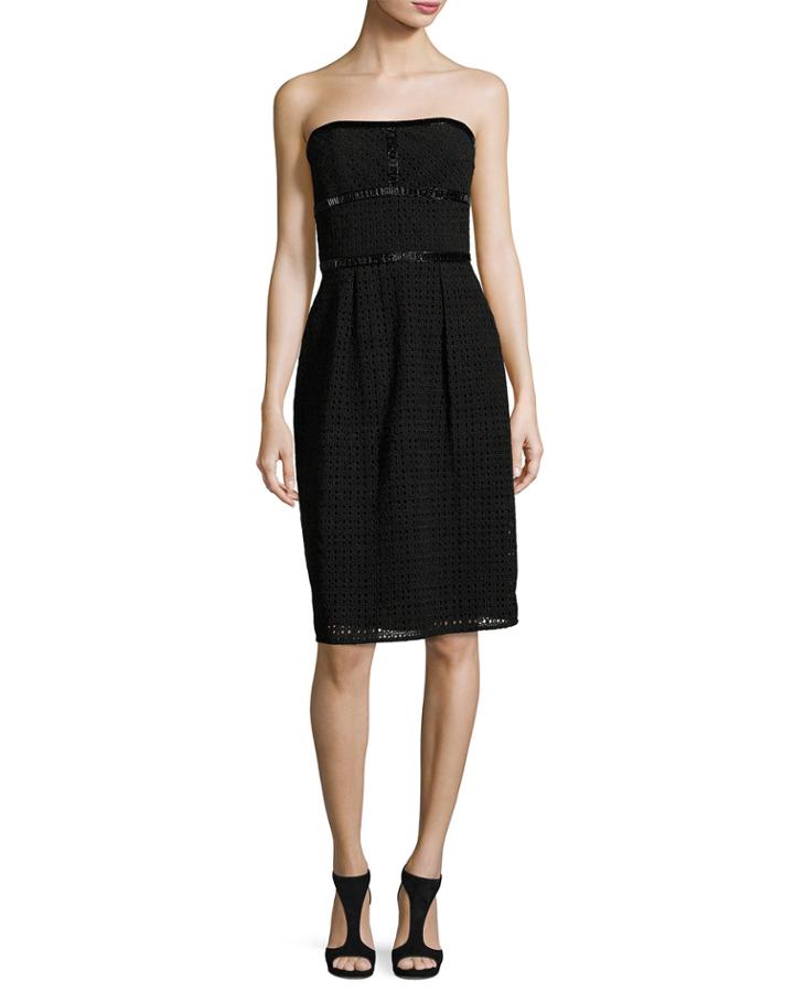 Eve Strapless Lace Cocktail Dress, Black