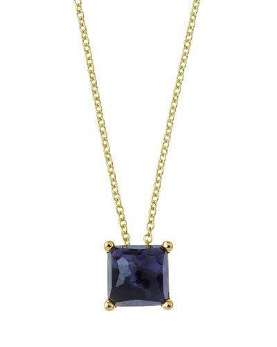 18k Gold Rock Candy Mini Single Square Sliding Pendant Necklace In Iolite
