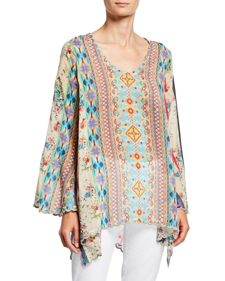 Stella Printed Flare-sleeve Rayon Georgette Blouse