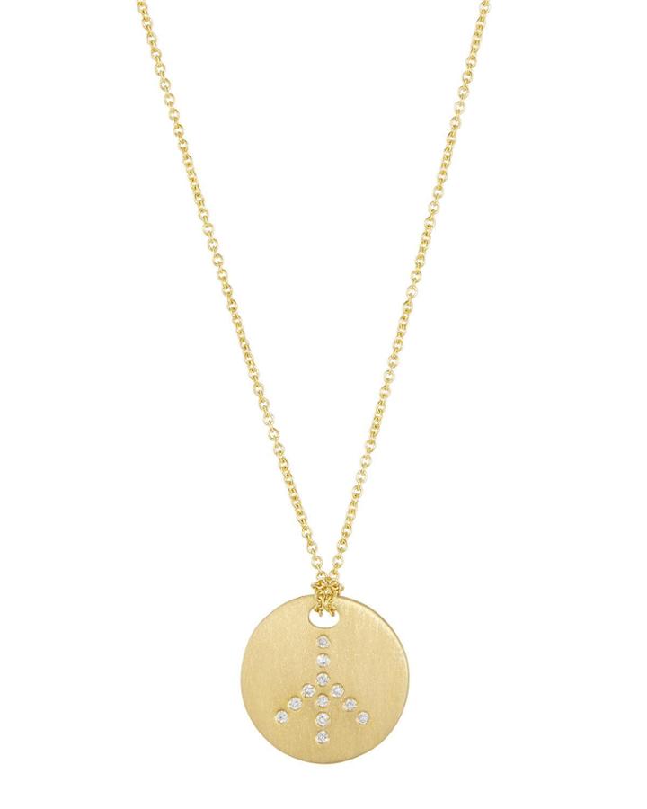 18k Gold Diamond Peace Pendant Necklace