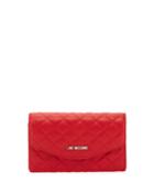 Faux-leather Quilted Shoulder Bag, Red