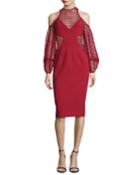 Cold-shoulder Lace & Crepe Cocktail Dress