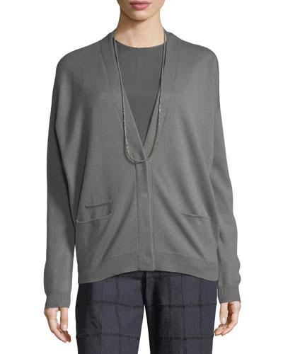 Cashmere Monili-neck Cardigan