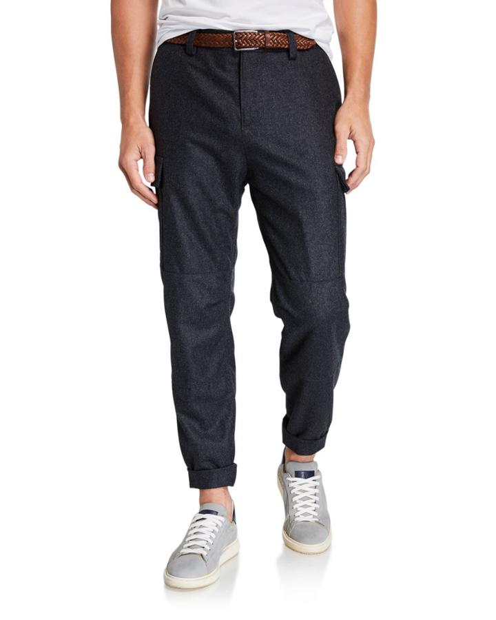 Men's Wool-flannel Cargo Pants