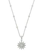 18k White Gold Pave Diamond Starburst Pendant Necklace