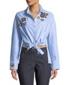 Arleigh Embroidered Button-front Top