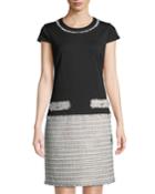 Cap-sleeve Tweed-skirt Combo Dress