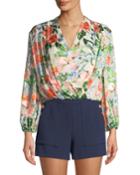 Trista Cross-front Floral-print Blouson Top