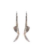 Mixed Bead & Feather Chain Drop Earrings