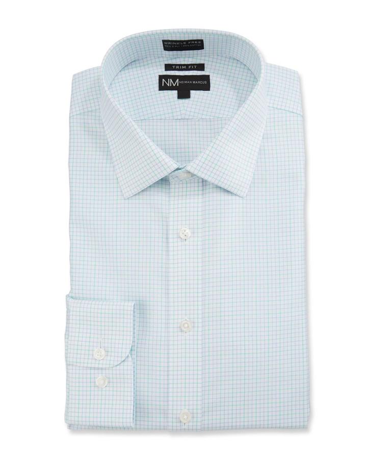Men's Trim-fit Non-iron Twill Check Dress