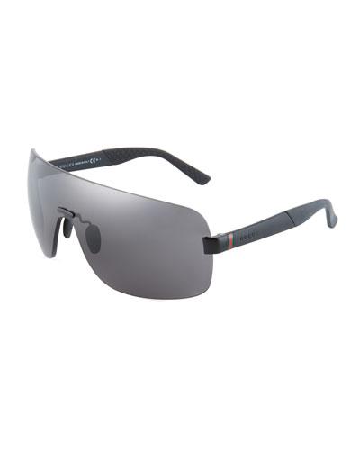 Web-temple Shield Sunglasses, Black
