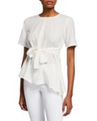 Stretch Crepe Tie-front Blouse