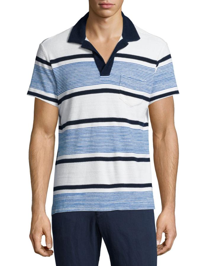Terry Towel Striped Short-sleeve Polo