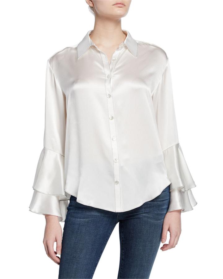 Kirby Button-down Ruffle-sleeve