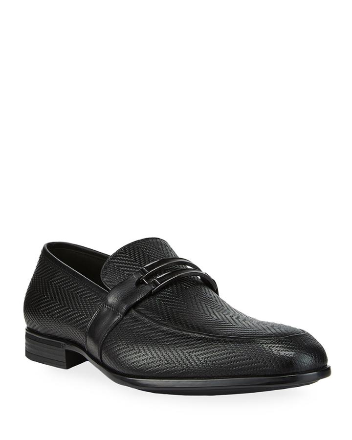 Men's Herringbone Loafers With Front Buckle