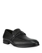 Men's Herringbone Loafers With Front Buckle