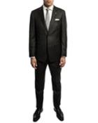 Men's Slim-fit Widowpane Wool Two-piece Suit With Wide