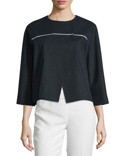 Odene Piped Jacket Topper, Black