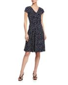 Dot Print Faux-wrap Dress
