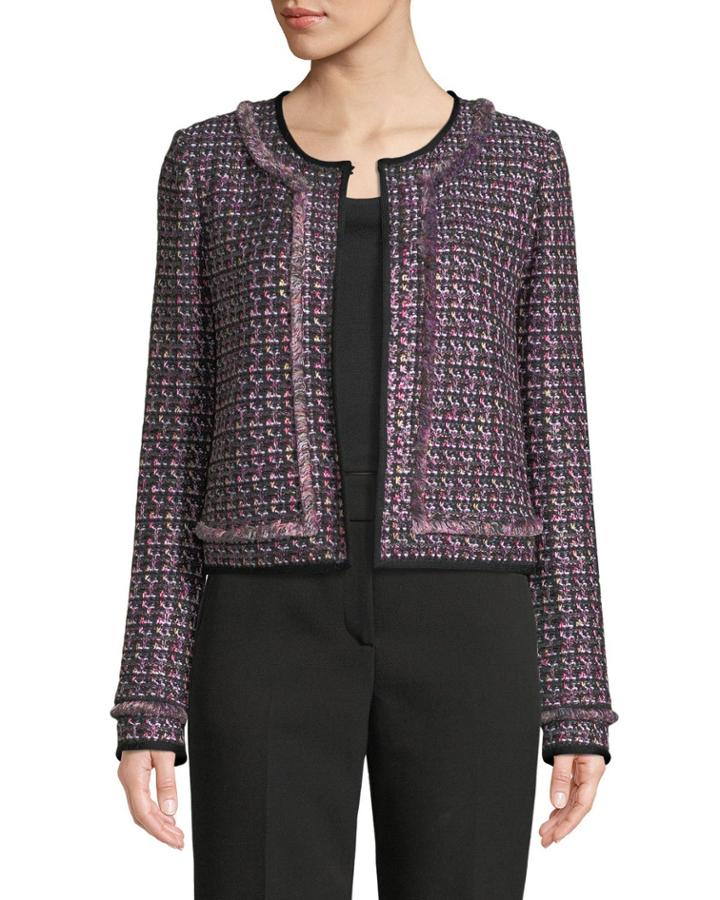 Painterly Sheen Tweed Knit Jacket