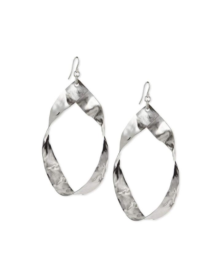 Twisted Rhodium-plated Hoop Earrings