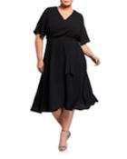 Plus Size Lydia Plunging Angel-sleeve