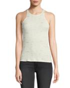 Berta Sleeveless Printed Waffle-knit Tank