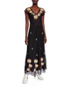 Sarah V-neck Embroidered Mesh