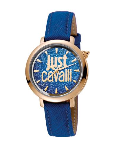 34mm Logomania Watch W/ Leather