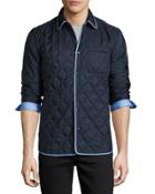 Quilted Nylon Shirt Jacket, Navy