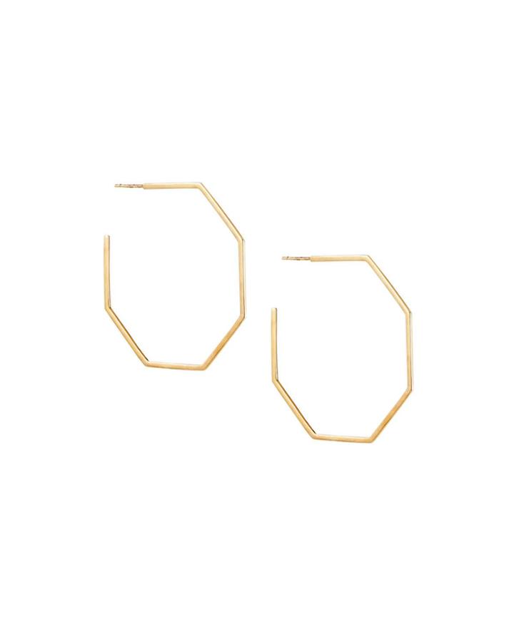 14k Gold Octagonal Hoop Earrings