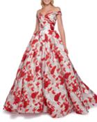 Off-the-shoulder Floral Jacquard Ball Gown