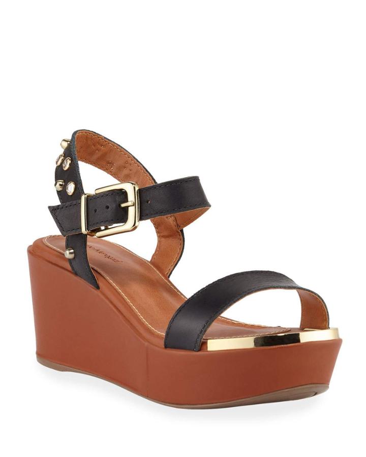 Chloe Beaded Jewel Leather Wedge
