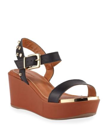 Chloe Beaded Jewel Leather Wedge