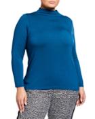 Plus Size Funnel-neck Long-sleeve Jersey Top