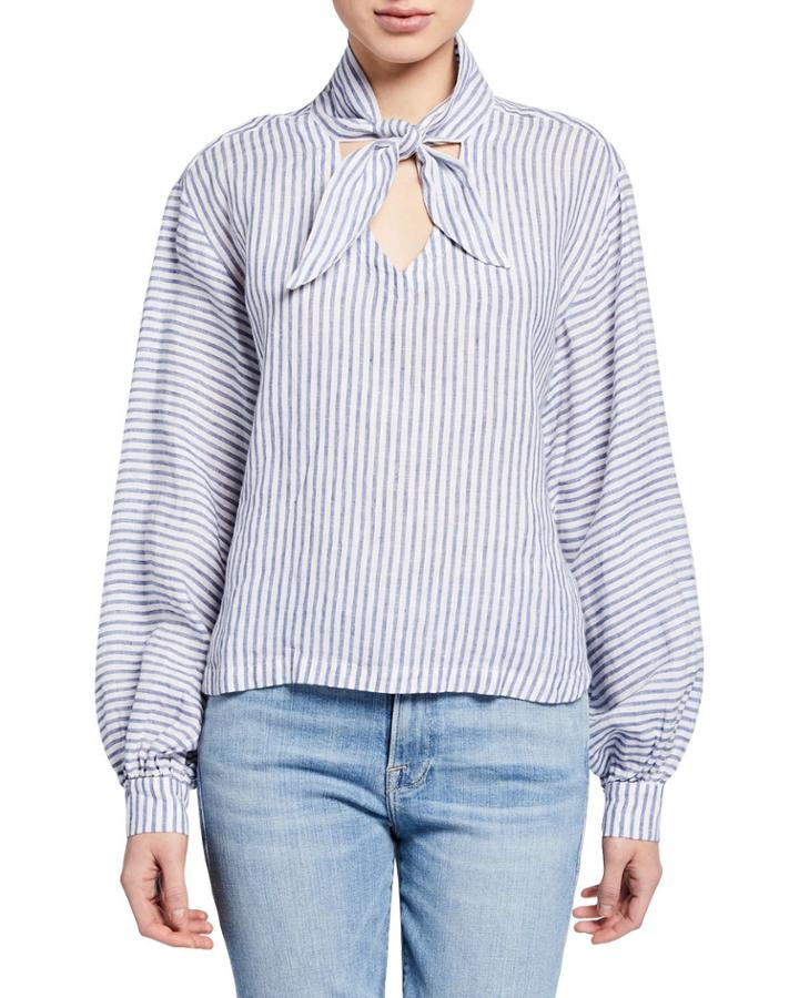 Handkerchief Striped Tie-neck
