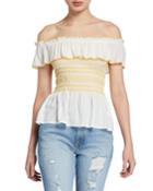 Off-the-shoulder Smocked Ruffle Top