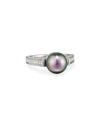 14k Tahitian Pearl & Diamond Ring