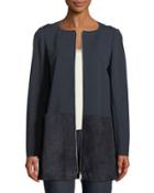 Zip Front Suede-paneled Jacket