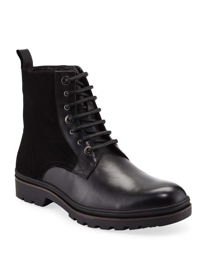 Prince Mixed Leather Combat Boots
