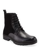 Prince Mixed Leather Combat Boots