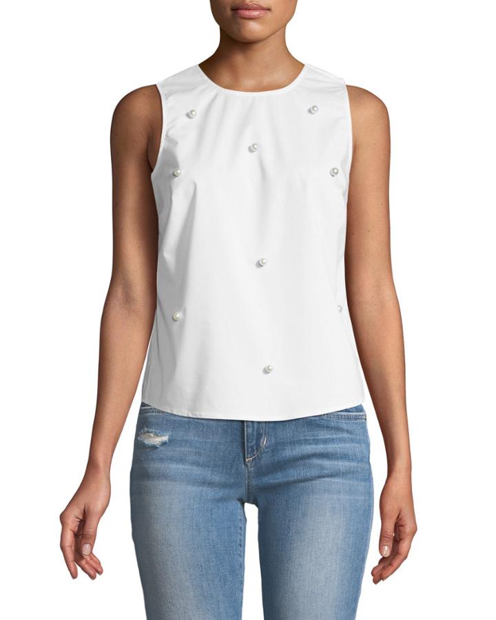 Pearlescent-embellished Crisscross Back Blouse