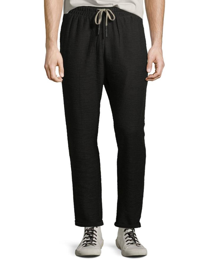 Men's Textured Slub Sweatpants, Black