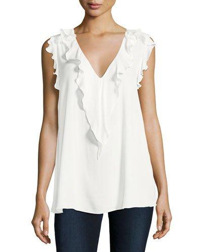 Piqu&eacute; Ruffle-trim Blouse