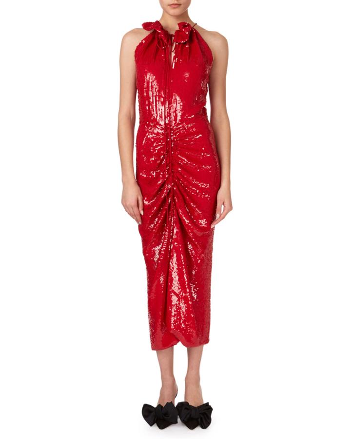 Hilo Ruched Sequin Halter