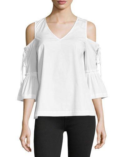 Tie-sleeve Cold-shoulder Blouse